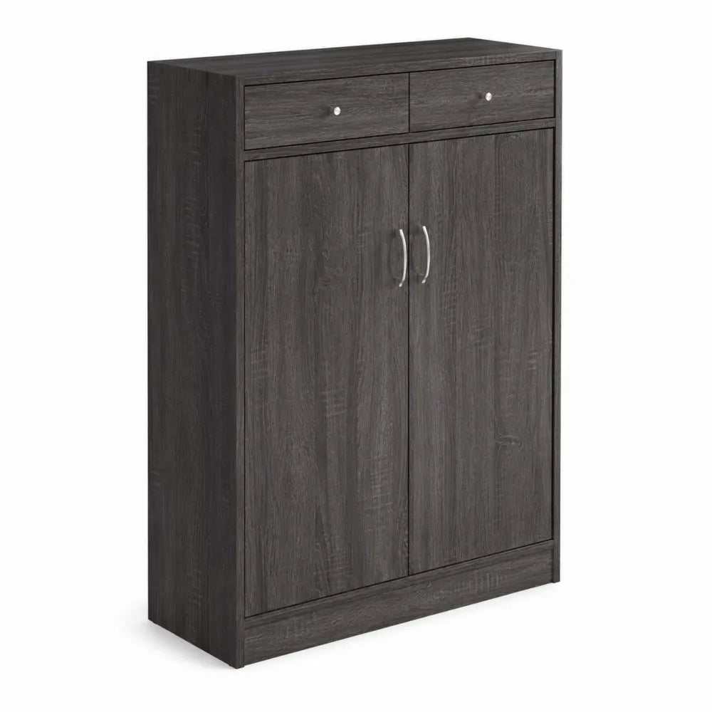 Armadio a Doppia Porta con Cassetti in MDF Grigio