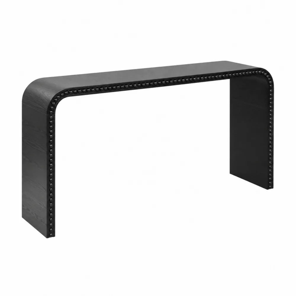 Consolle Curvo in Legno con Dettagli Metallici Nero