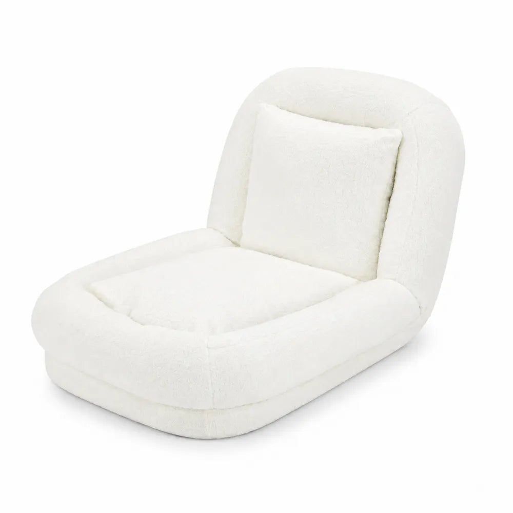 Poltrona modulare in tessuto bouclé Bianco con cuscino