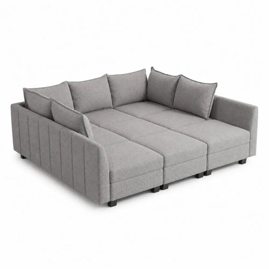 Divano modulare in tessuto grigio