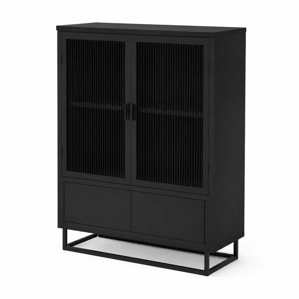 Armadio con Ante a Rete in Acciaio Nero 120x40x180 cm