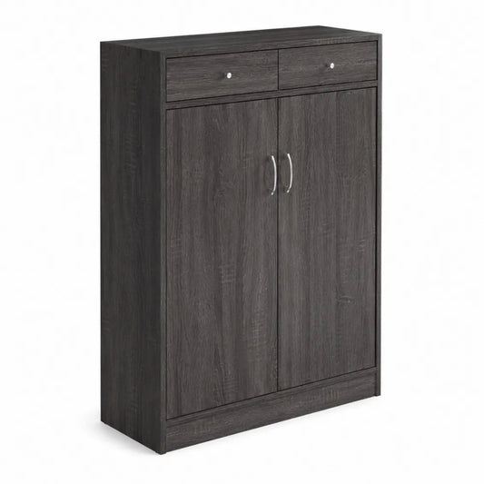 Armadio a Doppia Porta con Cassetti in MDF Grigio